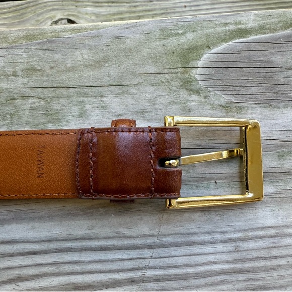 Jos A Bank Leather Belt Brown Marble Dress Business Suit 38 Brass Tone Buckle - Picture 3 of 16